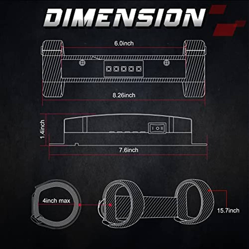 LED light bar mounting dimensions with strap rings for roll cage installation