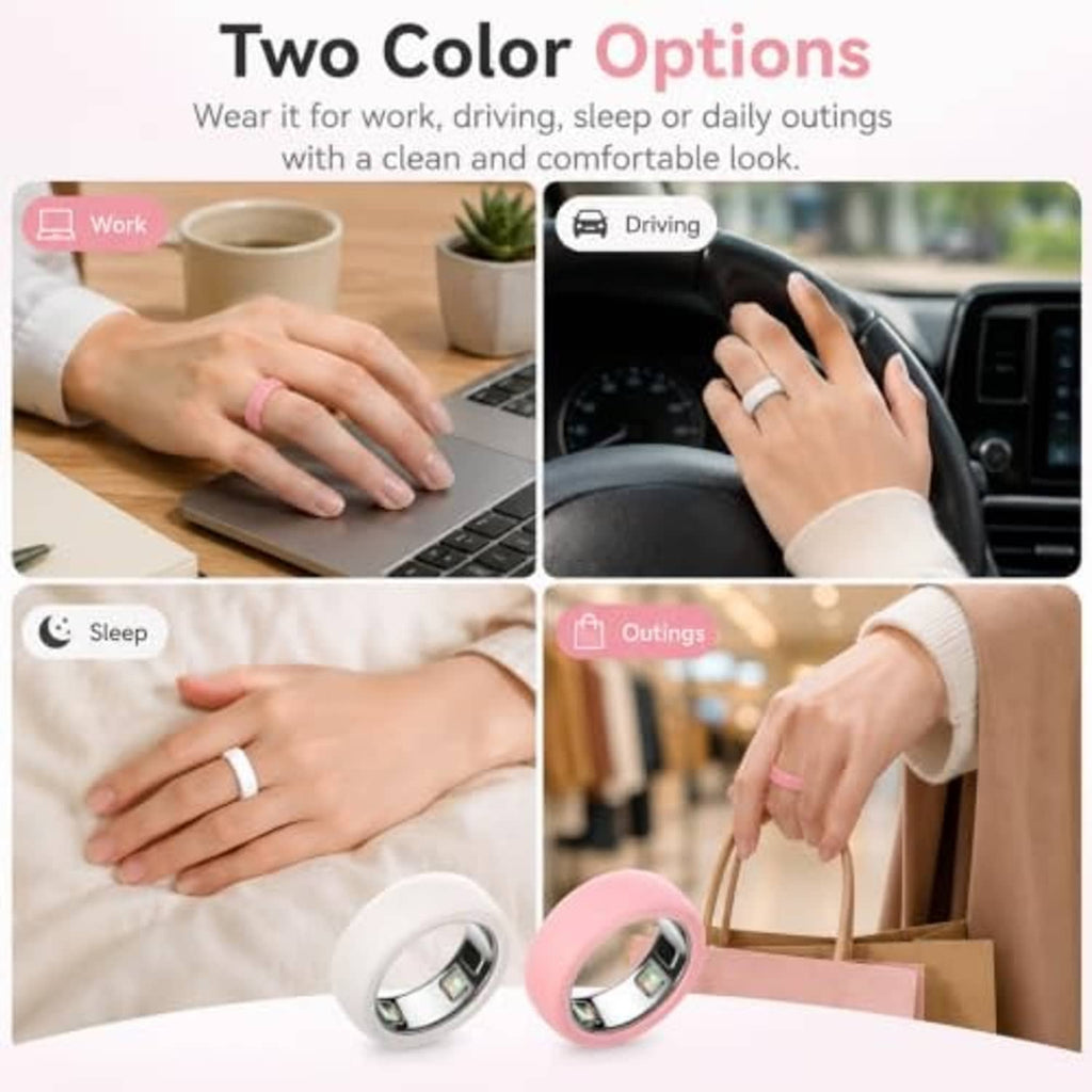 Silicone ring case set: pink and white options with metal band and sensor window
