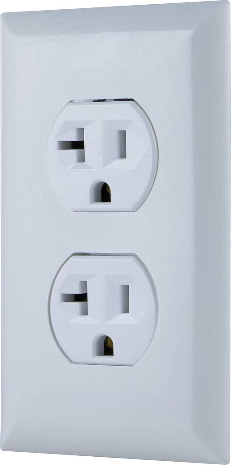 White duplex tamper-resistant wall receptacle with two outlet openings