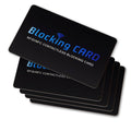 Black RFID/NFC blocking cards, 5-pack stacked with blue contactless branding