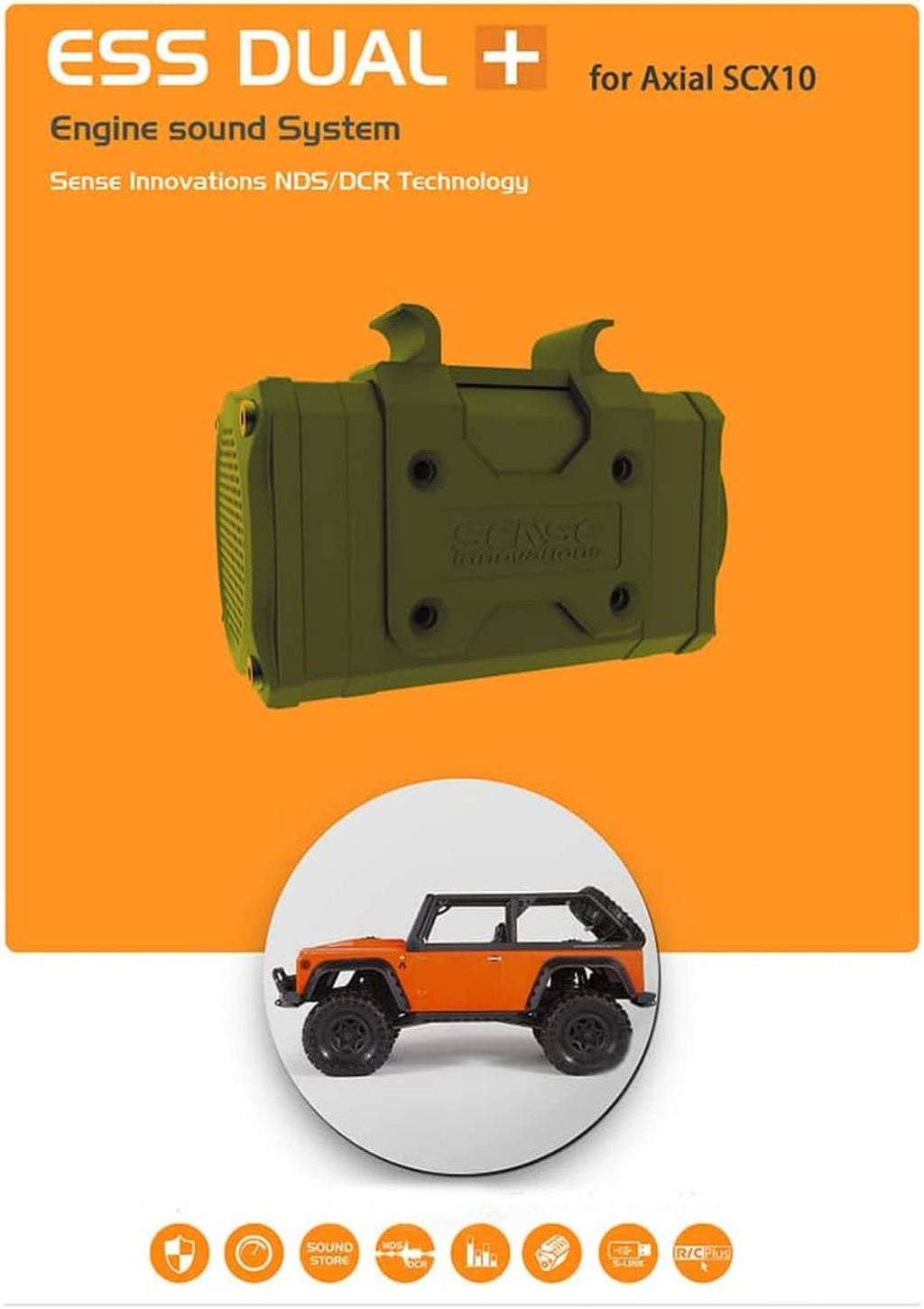 Olive green engine sound module with side bracket mount