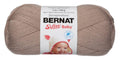 Baby polyester yarn skein in taupe with label band