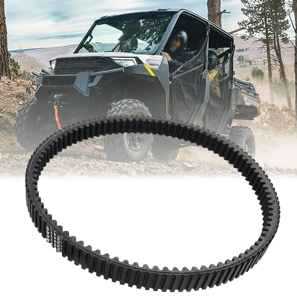 Heavy duty clutch drive belt, black ribbed loop with toothed edges