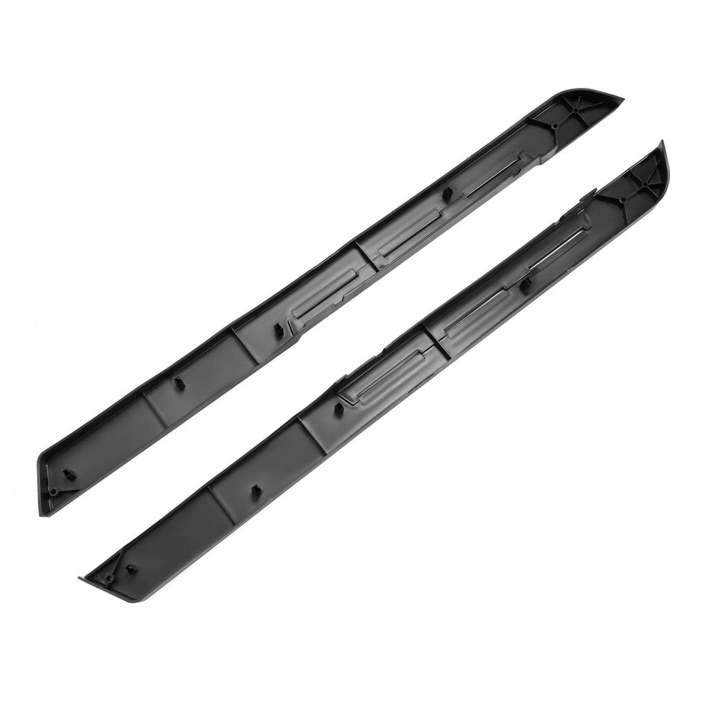 Black rocker panel set pair, angled view showing mounting holes and inner grooves