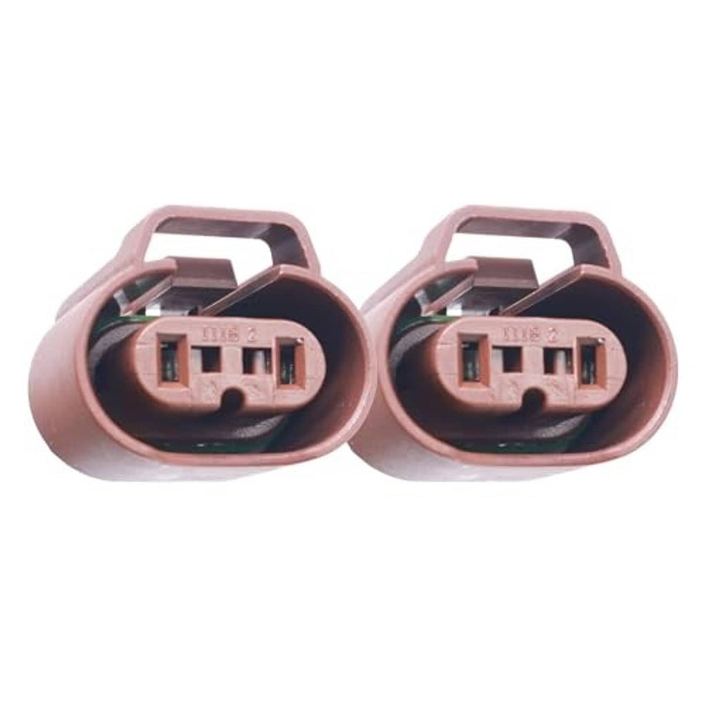 Pair of brown female headlamp adapter sockets with visible internal terminal slots
