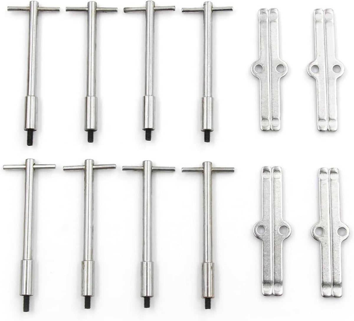 Chrome valve cover T-bar bolts and spreader bars kit, paired components