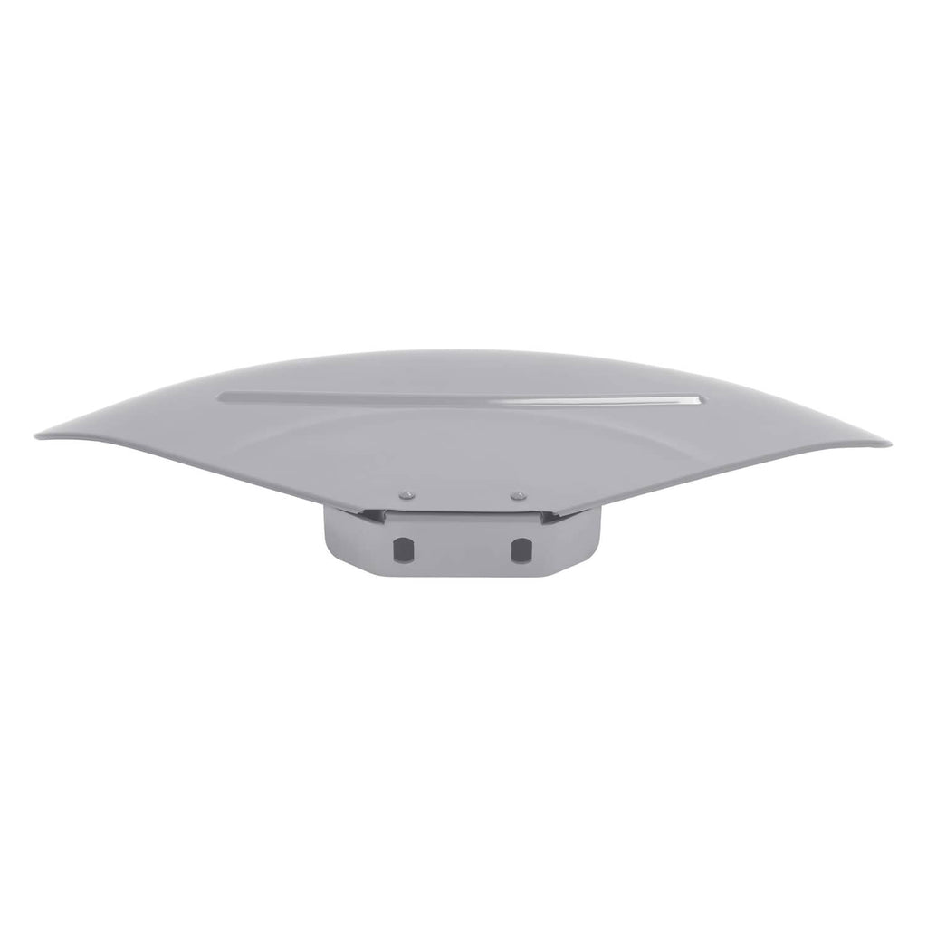 Gray curved fender skin panel underside with mounting base and holes
