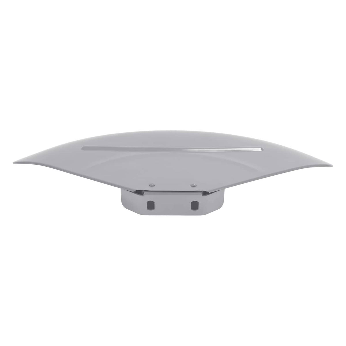 Gray curved fender skin panel underside with mounting base and holes