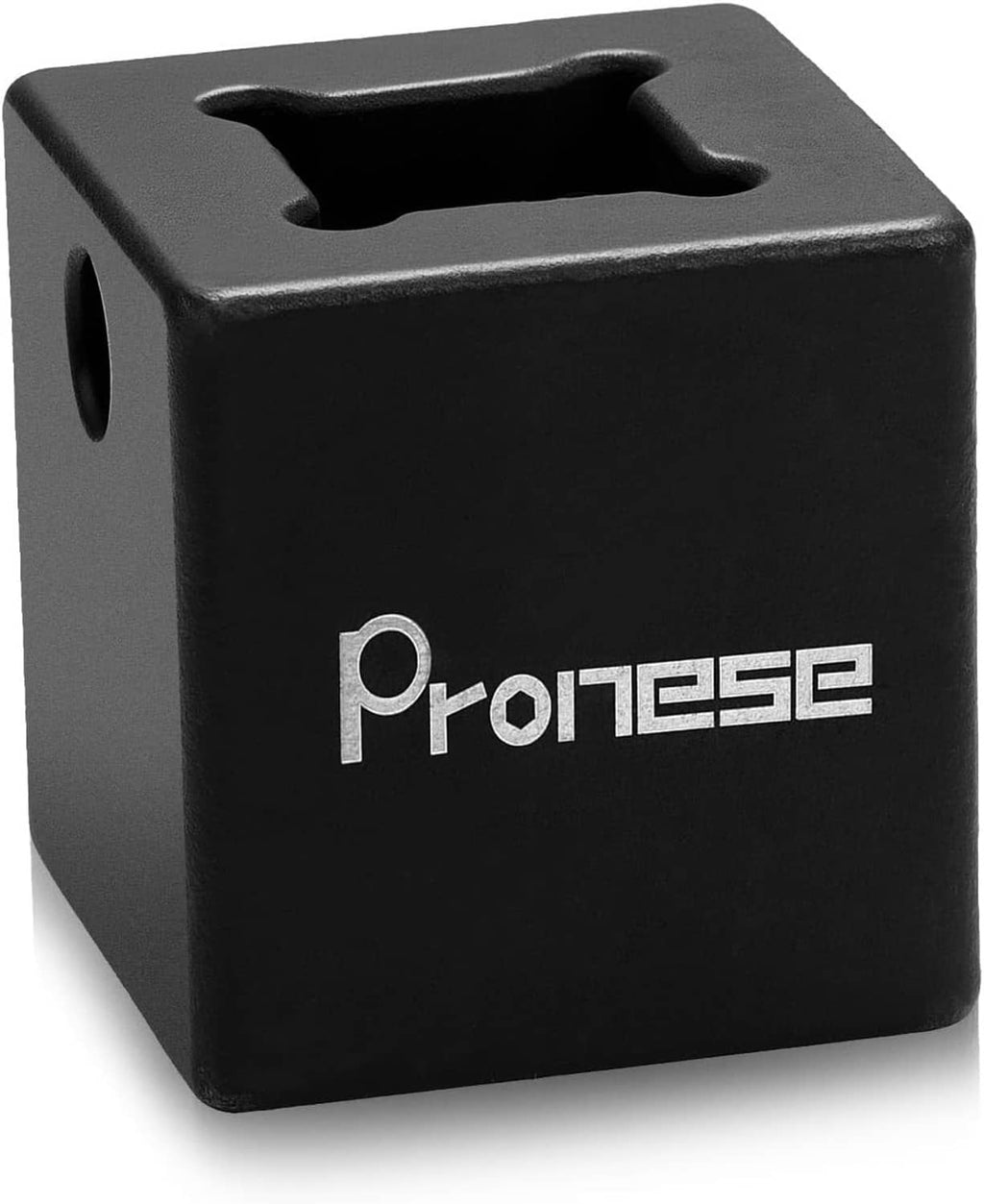 Black cube cleanout plug wrench head with top slot and side access hole