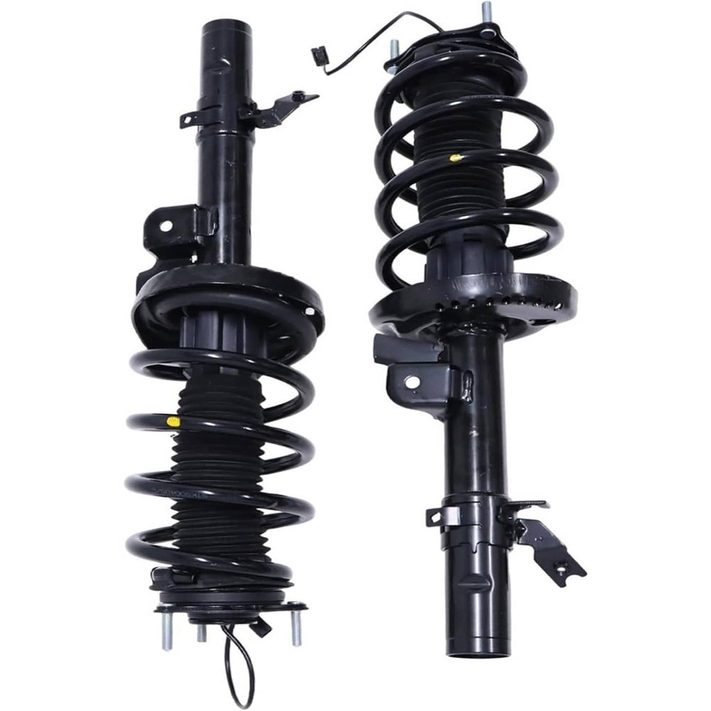 Front shock absorber pair with electric wiring, black coil springs and struts