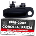 Black exterior front driver door handle with latch opening and OEM replacement box