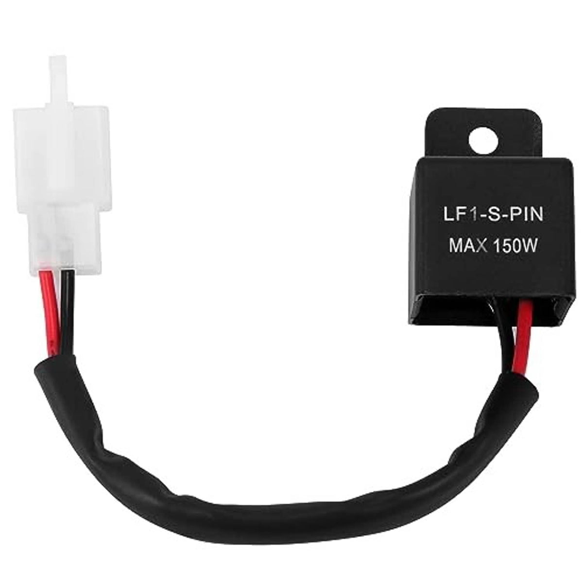 LED flasher relay module with black housing and red/black wire leads