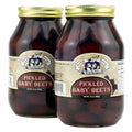 Jar of pickled baby beets, two-pack, dark red beets in glass jars
