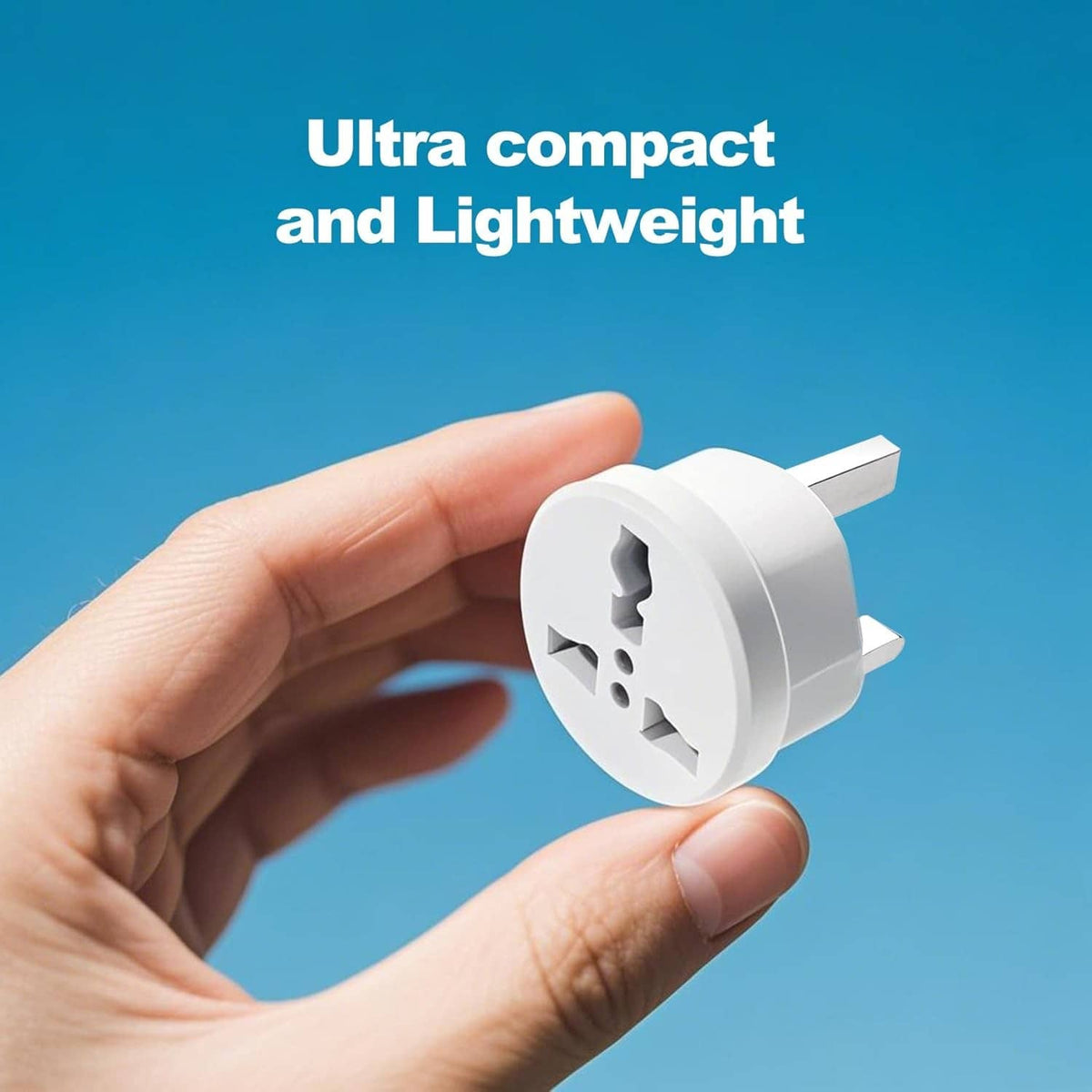 Compact, lightweight Type G travel plug adapter, white