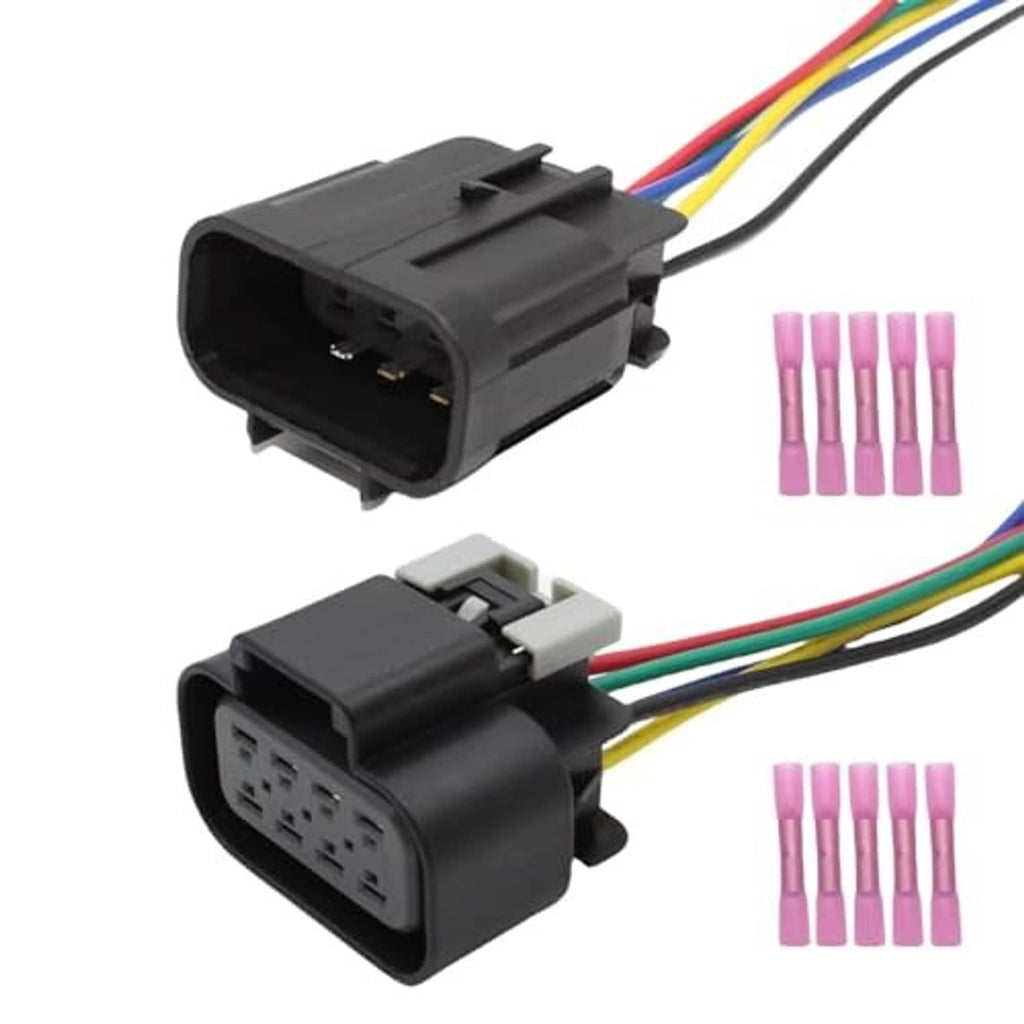 5-pin headlight connector plug harness, black housings with color-coded wire leads