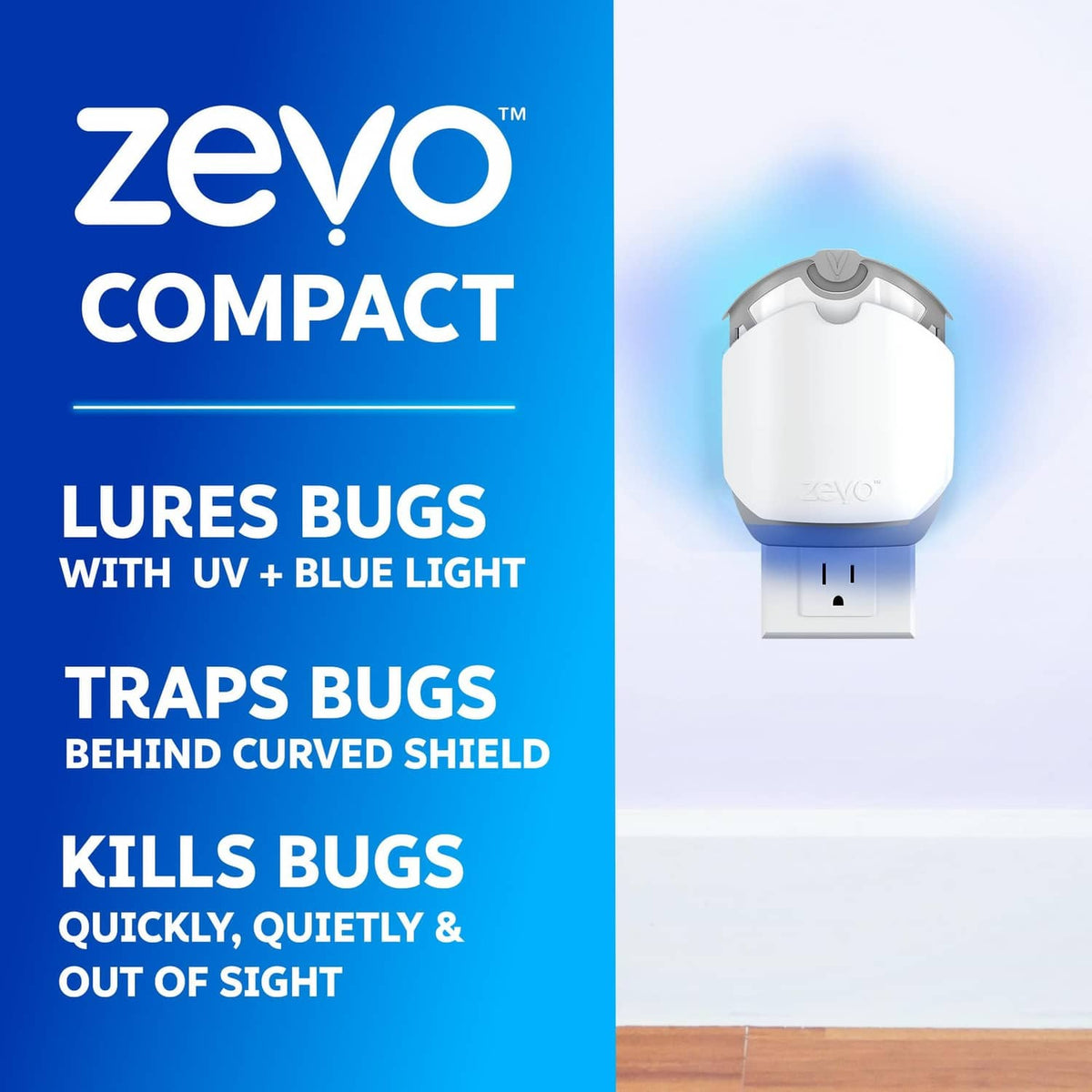 Zevo compact UV and blue light trap refill cartridge device, white