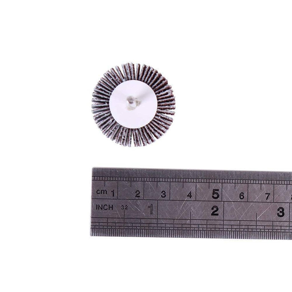 Flap sanding wheel with scale, 80-grit abrasive disc and metal mandrel