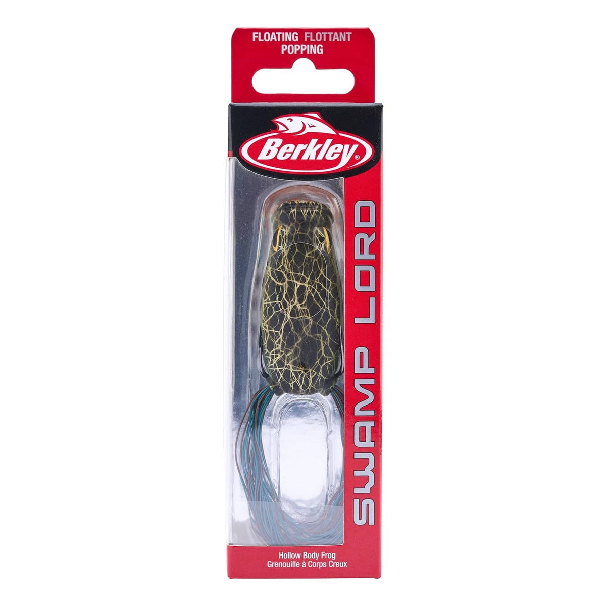 Berkley floating frog lure blister pack featuring a hollow body frog soft lure