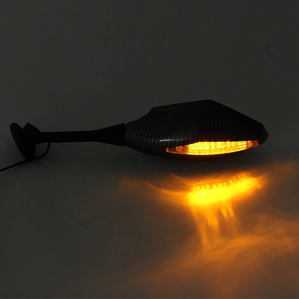 LED turn signal rearview mirror arm with amber strip indicator lighting on