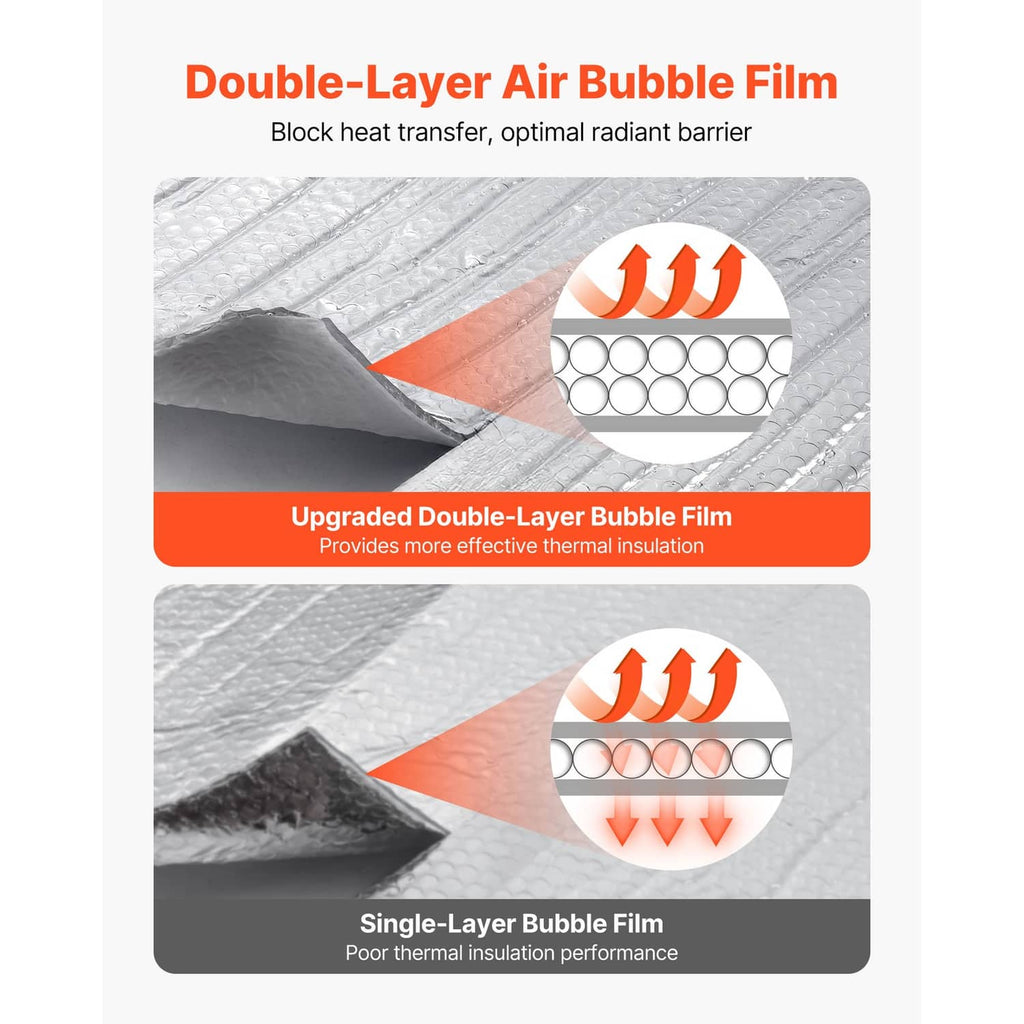Dual-layer air bubble insulation film with reflective foil side, folded section