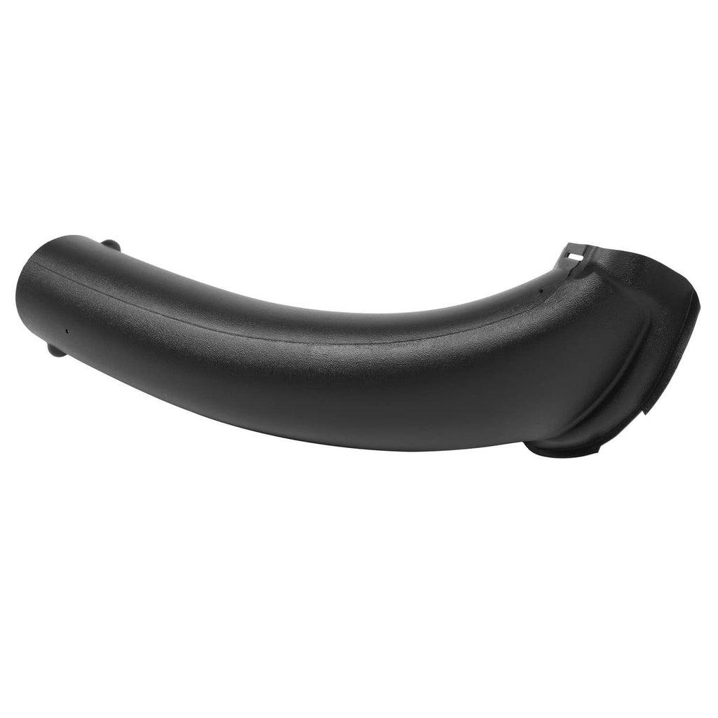 Black curved chute with left outlet opening and right connection bracket