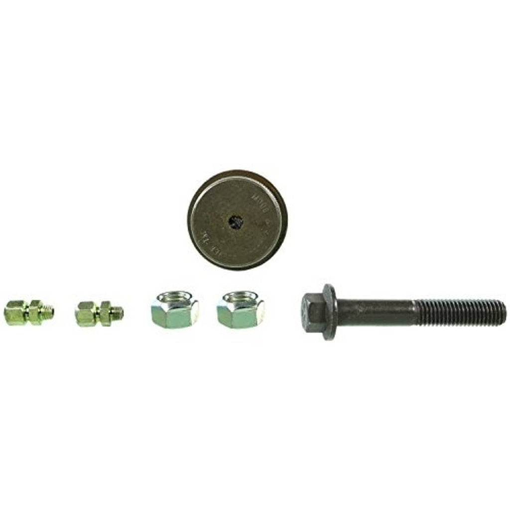 Front upper suspension ball joint kit with threaded stud, round cover, and nuts