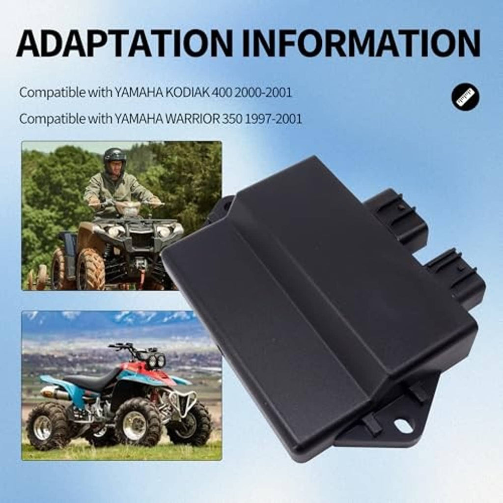 Black CDI module box with front multi-pin connectors and side latch mounting tabs