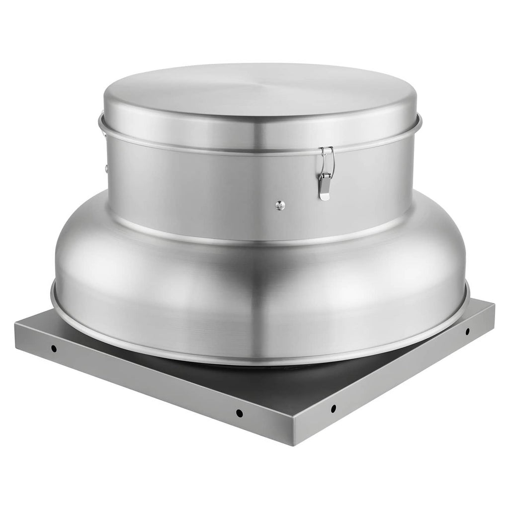 Stainless steel roof exhaust fan with round top housing and flat mounting base
