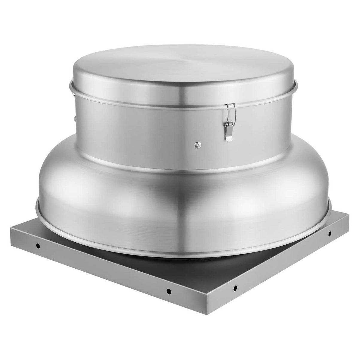 Stainless steel roof exhaust fan with round top housing and flat mounting base