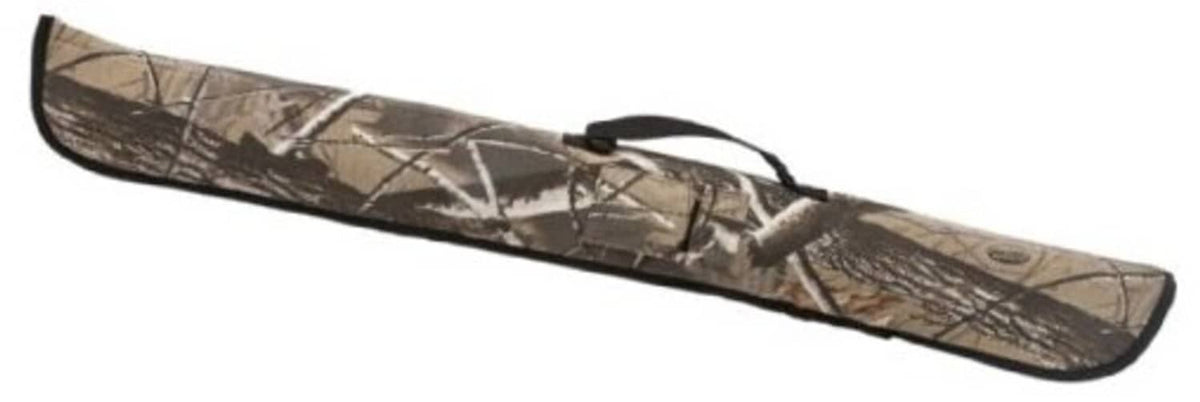 Camouflage soft vinyl pool cue case with shoulder strap, for one 2-piece cue