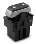 Power door lock and window switch assembly, black housing with gray rocker button
