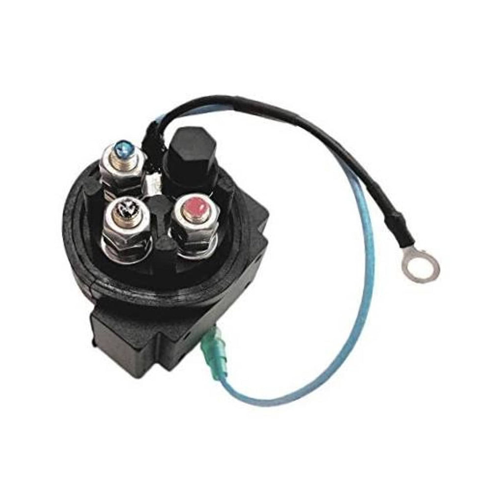 Black tilt relay with terminals and attached wiring harness
