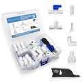 White 1/4-in quick-connect water tube fitting kit with clear case, assorted fittings, cutter