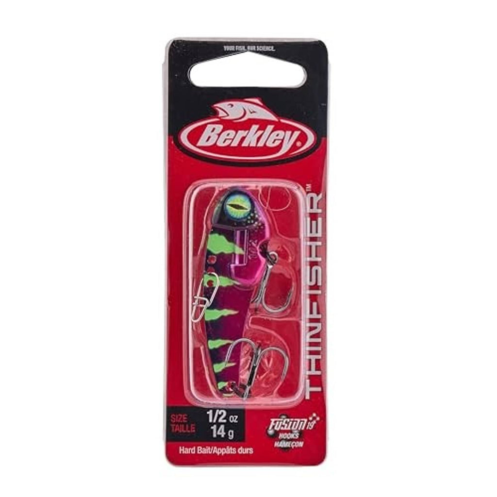 Berkley blade bait lure blister pack with pink-green anaconda design, Fusion19 hooks