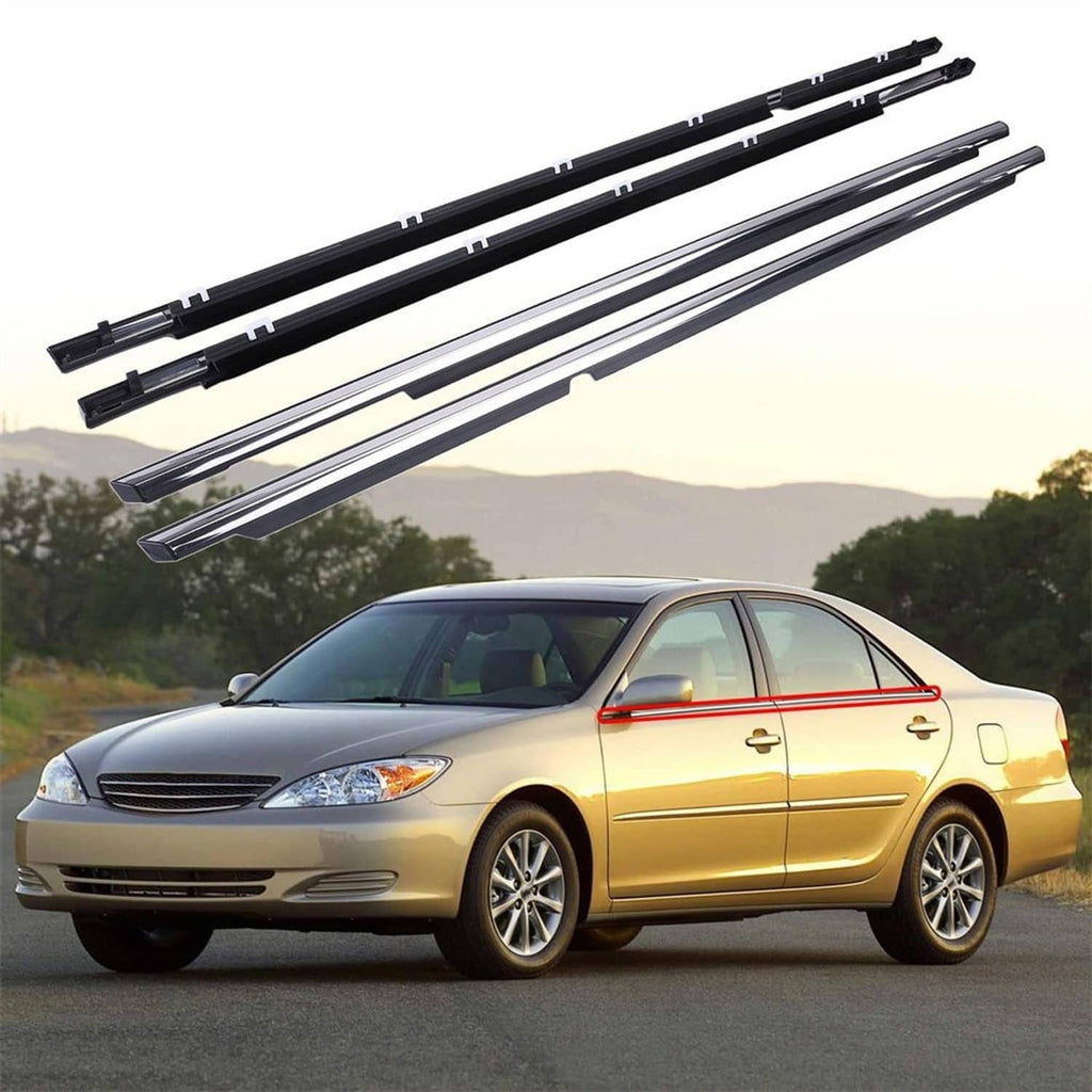 4-piece black window molding trim weather strip seal set with clips