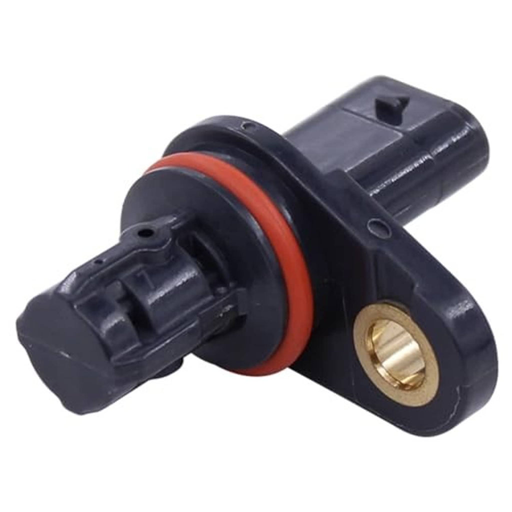 Camshaft position sensor with brass mounting hole, dark housing, orange seal