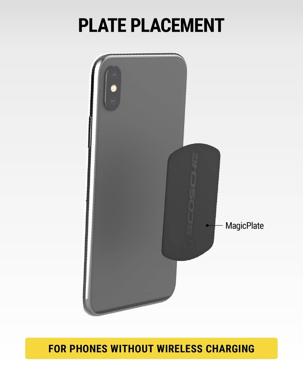 Black MagicPlate metal disc for phones without wireless charging