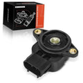 Black throttle position sensor with mounting ears and electrical connector