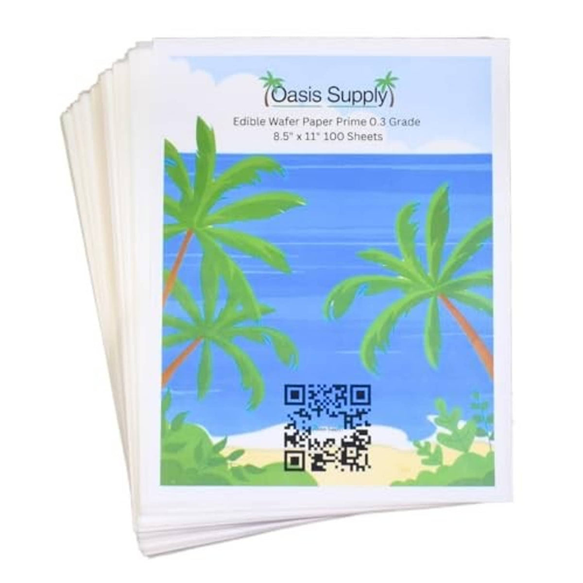 Edible wafer paper pack, Oasis Supply 8.5x11 sheets, tropical palm rectangle sheets