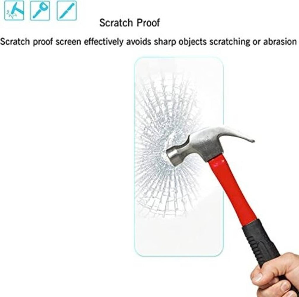 Transparent scratch-proof screen protector with protective glass layer and hammer impact