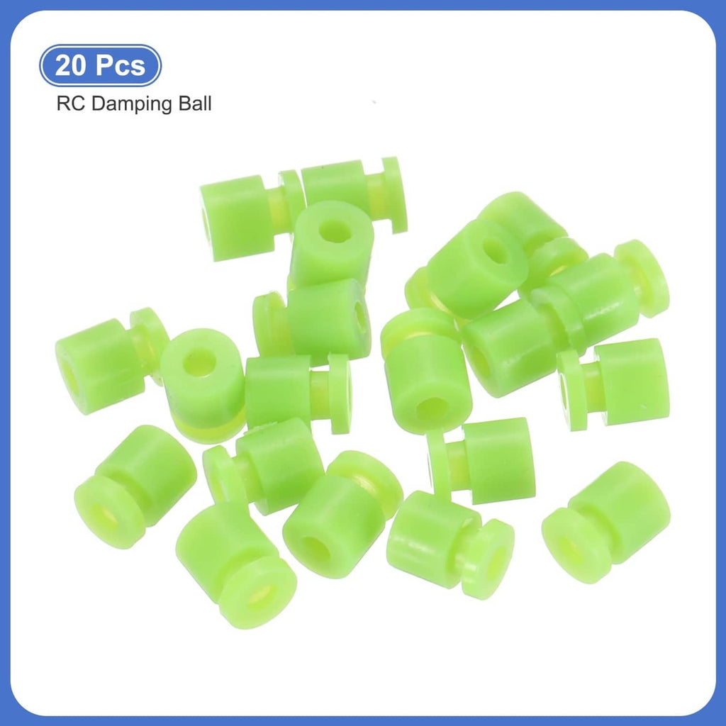 20-pack of green RC damping balls, cylindrical rubber pieces with central holes.