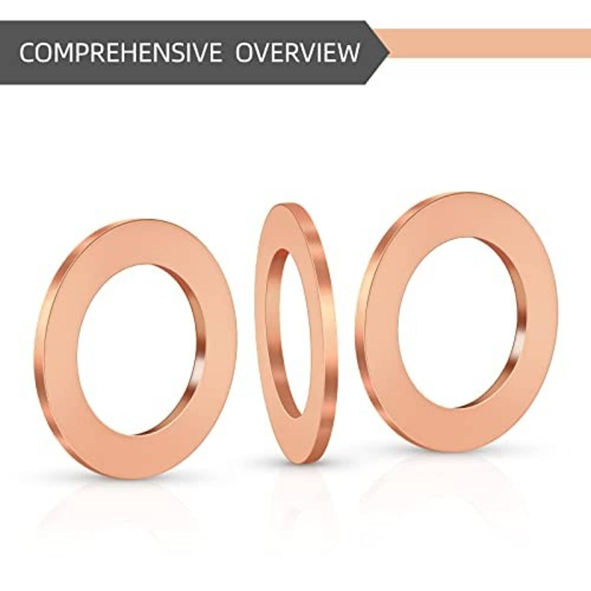 Red copper crush washers set of 20, angled rings with center holes