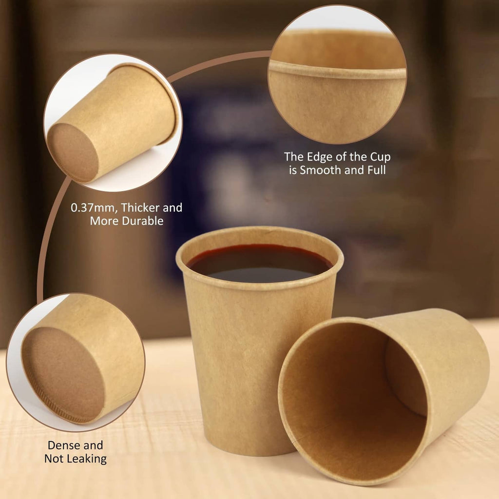 Brown kraft paper cup close-up, smooth rim and open top
