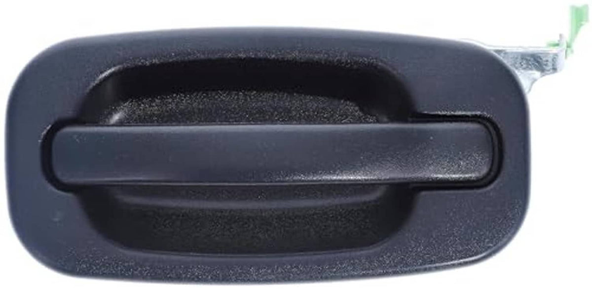Rear exterior door handle, dark finish with recessed pull