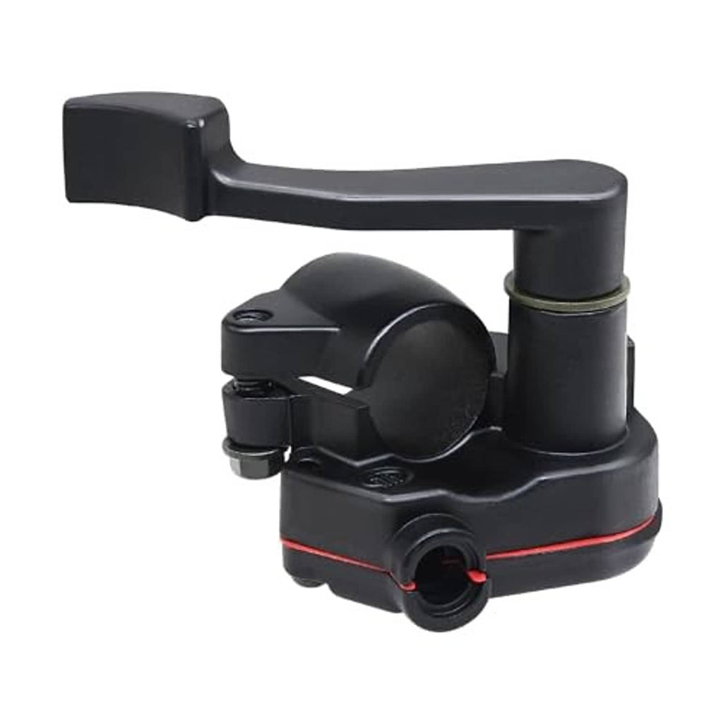 Black throttle lever thumb control handle, round collar, and red accent stripe