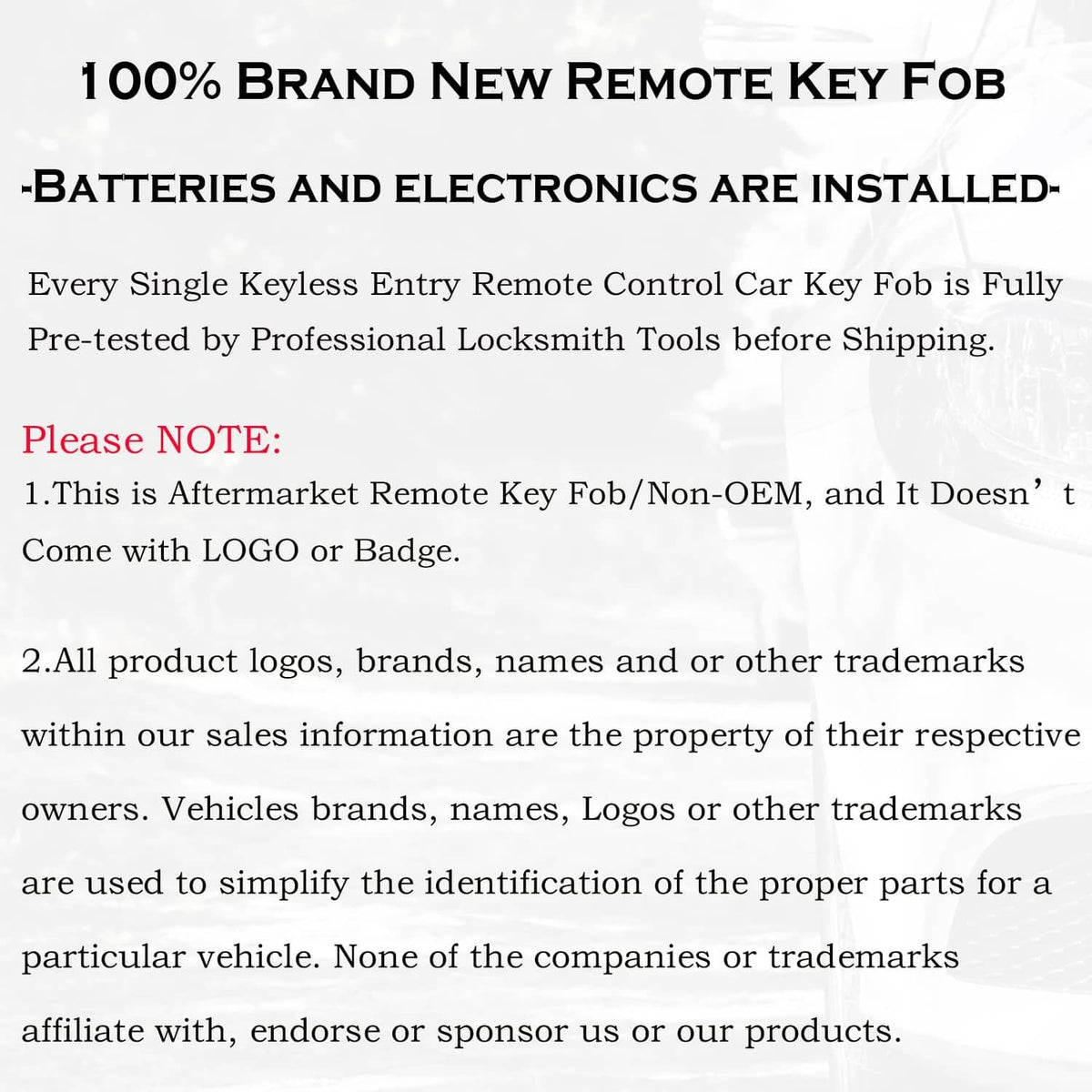 Black 5-button proximity remote key fob, chrome housing and buttons