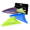 Triangle window tint squeegee set with purple, blue, and lime edge tools