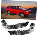 Front bumper brackets, black plastic curved side supports with screw-point holes