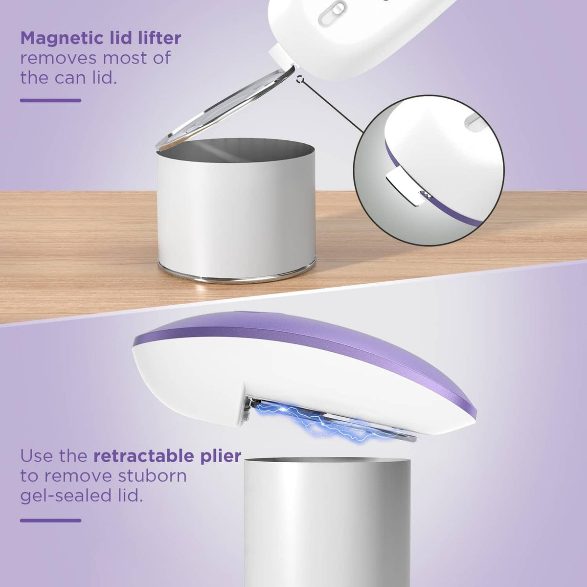 RivetOak Canslab Ultrablade PRO Auto Stop Can Opener - Small Hand-held, Lilac