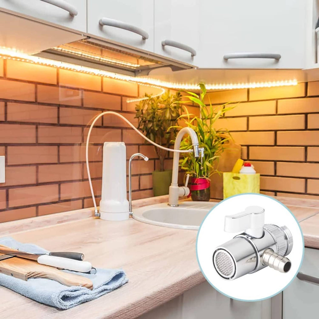 Chrome faucet diverter valve with 9.5mm barb side outlet for split water flow